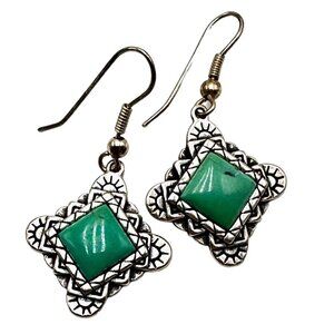 Carolyn Pollack Green Turquoise Sterling Silver Chandelier Pierced Earrings